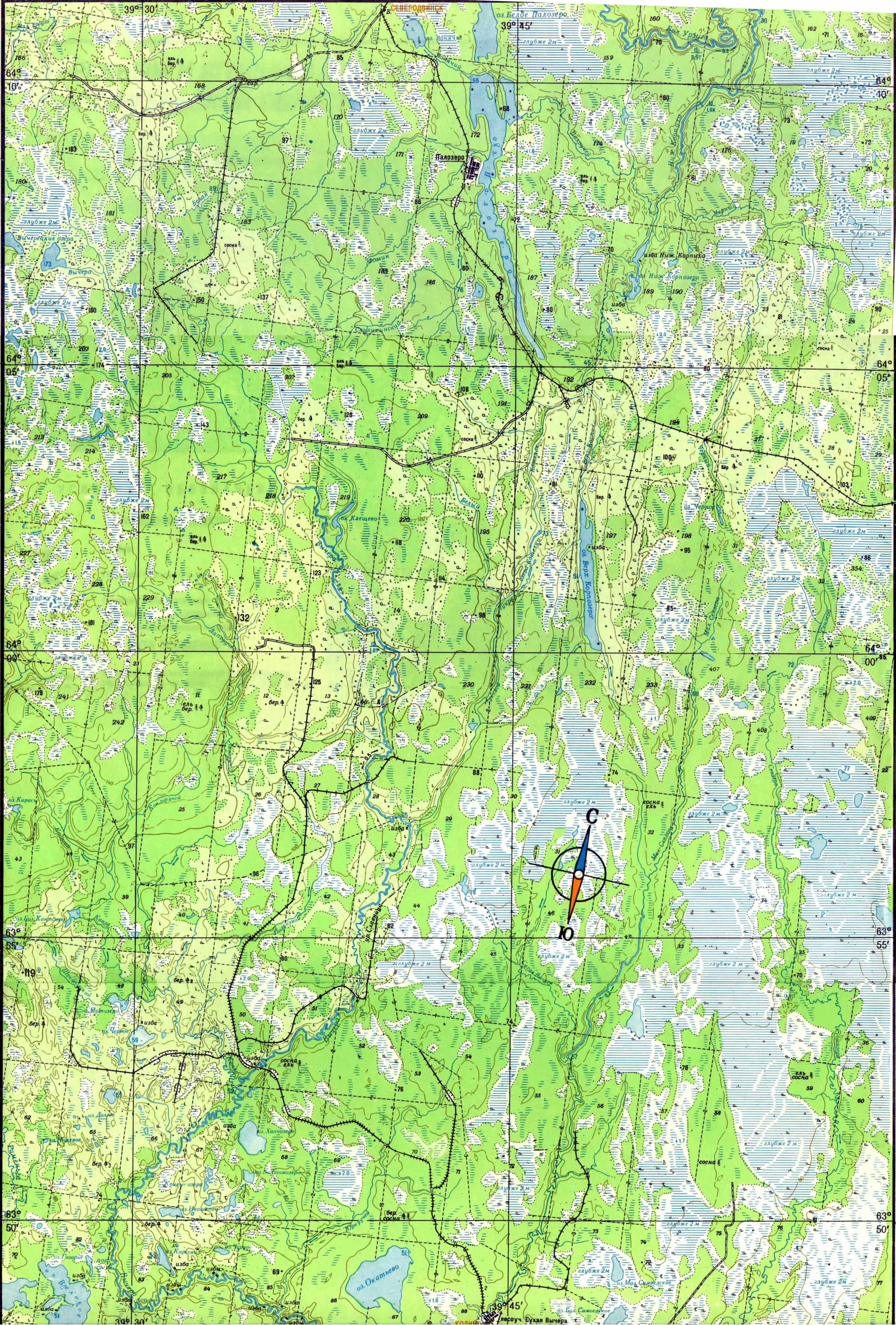 Карта - Узкоколейка Белое Озеро - Сухая Вычера