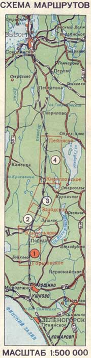Схема маршрутов на Карельском перешейке