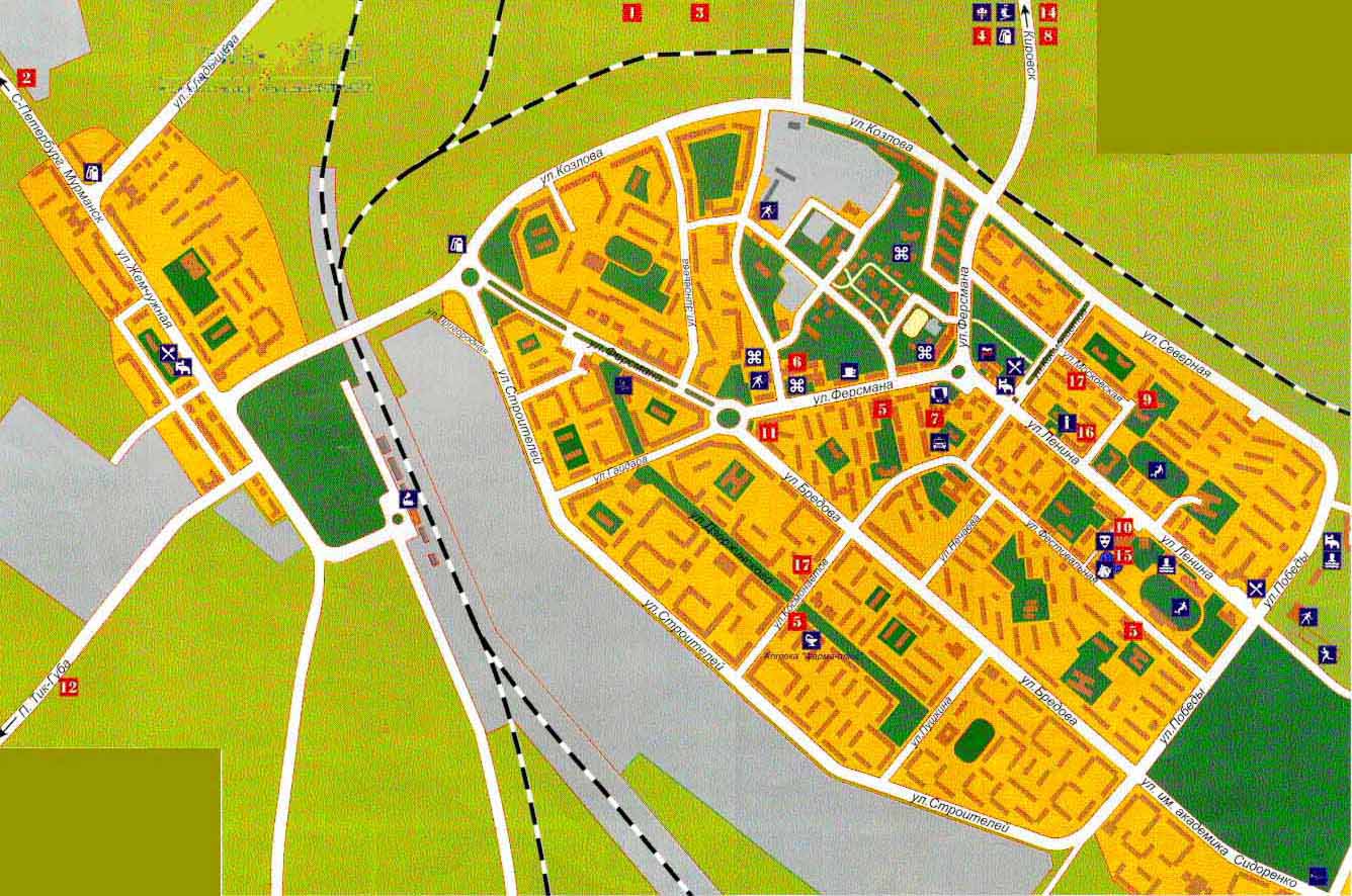 Топографические карты - Мурманская область - План - карта города Апатиты