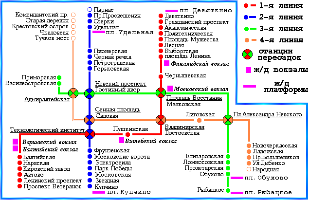 Схема метро СПб по состоянию на 1995 год